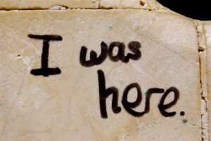 graffiti on marble i was here